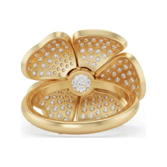 1.85 CTTW Round Flower Cluster Ring with Pave Diamonds in 10K Yellow Gold thumbnail 3