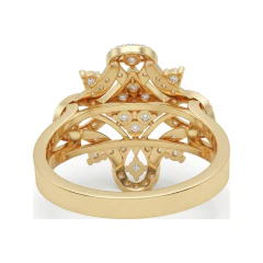 0.85 CTTW Geometric Pave Cluster Cocktail Ring in 10K Yellow Gold thumbnail 3