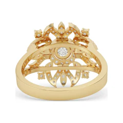 1.1 CTTW Starburst Halo Cluster Ring with Pave Diamonds in 10K Yellow Gold thumbnail 3
