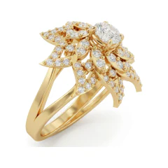 0.89 CTTW Nature-Inspired Flower Cluster Ring in Pave in 10K Yellow Gold thumbnail 2