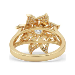 0.89 CTTW Nature-Inspired Flower Cluster Ring in Pave in 10K Yellow Gold thumbnail 3
