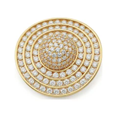 4.37 CTTW Bombe Dome Cocktail Ring with Pave & Channel Diamonds in 10K Yellow Gold thumbnail 1