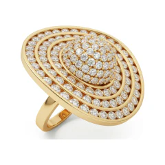 4.37 CTTW Bombe Dome Cocktail Ring with Pave & Channel Diamonds in 10K Yellow Gold thumbnail 2