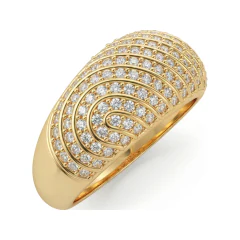 0.73 CTTW Swirled Dome Wide Wedding Band with Pave Diamonds in 10K Yellow Gold thumbnail 2