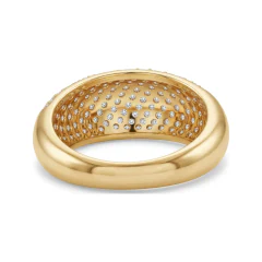0.73 CTTW Swirled Dome Wide Wedding Band with Pave Diamonds in 10K Yellow Gold thumbnail 3