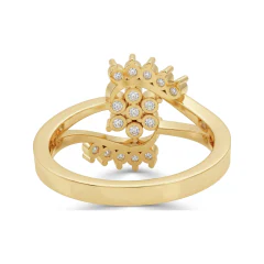 0.5 CTTW Flower Cluster Bypass Wedding Band with Pave Diamonds in 10K Yellow Gold thumbnail 3