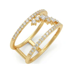 0.47 CTTW Princess Cut Journey Ring with Open Pave Bypass Design in 10K Yellow Gold thumbnail 2