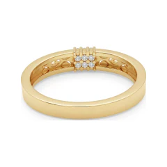 0.11 CTTW Open Filigree Cluster Ring - Shared Prong Pave Diamonds in 10K Yellow Gold thumbnail 3
