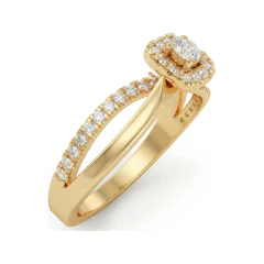 0.29 CTTW Cushion Halo Split Shank Ring with Pave Diamonds in 10K Yellow Gold thumbnail 2