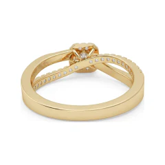 0.29 CTTW Cushion Halo Split Shank Ring with Pave Diamonds in 10K Yellow Gold thumbnail 3