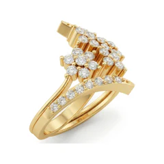 0.68 CTTW Kite Cluster Bypass Cocktail Ring in Prong Set in 10K Yellow Gold thumbnail 2