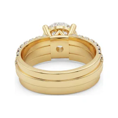 2.11 CTTW Circle Cluster Halo Bridal Set with Multi-Row Pave in 10K Yellow Gold thumbnail 3