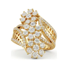 1.78 CTTW Grape Bunch Cluster Cocktail Ring with Pave Diamonds in 10K Yellow Gold thumbnail 1