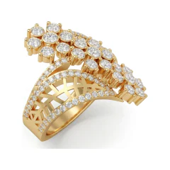 1.78 CTTW Grape Bunch Cluster Cocktail Ring with Pave Diamonds in 10K Yellow Gold thumbnail 2