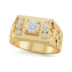 0.52 CTTW Mens Wide Filigree Diamond Band in 10K Yellow Gold thumbnail 1