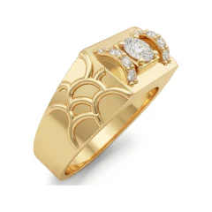0.52 CTTW Mens Wide Filigree Diamond Band in 10K Yellow Gold thumbnail 2