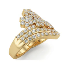 0.99 CTTW Multi-Row Swirl Bypass Ring with Pave Diamonds in 10K Yellow Gold thumbnail 2