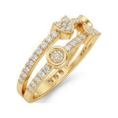 0.47 CTTW Heart Motif Bypass Wedding Band with Bezel and Pave in 14K Yellow Gold thumbnail 2
