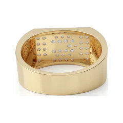 0.45 CTTW Mens Pave Signet Ring | Wide Statement Band in 10K Yellow Gold thumbnail 3