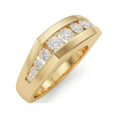 1.56 CTTW Mens Channel-Set Round Diamond Wedding Band in 10K Yellow Gold thumbnail 2
