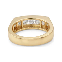 1.56 CTTW Mens Channel-Set Round Diamond Wedding Band in 10K Yellow Gold thumbnail 3