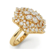 2.41 CTTW Pear Petal Starburst Flower Ring with Pave Accents in 10K Yellow Gold thumbnail 2