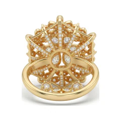 2.41 CTTW Pear Petal Starburst Flower Ring with Pave Accents in 10K Yellow Gold thumbnail 3