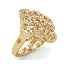 0.71 CTTW Four-Leaf Clover Halo Cluster Statement Ring in 10K Yellow Gold thumbnail 2
