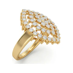 0.93 CTTW Marquise and Round Diamond Cluster Statement Ring in 10K Yellow Gold thumbnail 2