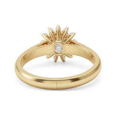 0.8 CTTW Starburst Halo Engagement Ring with Channel Baguettes in 10K Yellow Gold thumbnail 3
