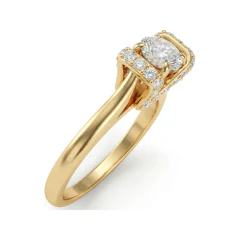 0.66 CTTW Chevron V-Shape Half Eternity Pave Wedding Band in 10K Yellow Gold thumbnail 2