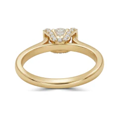 0.66 CTTW Chevron V-Shape Half Eternity Pave Wedding Band in 10K Yellow Gold thumbnail 3