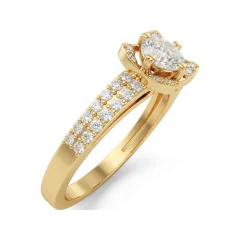 0.73 CTTW Multi-Row Pave Halo Engagement Ring with Split Shank in 10K Yellow Gold thumbnail 2