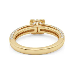 0.73 CTTW Multi-Row Pave Halo Engagement Ring with Split Shank in 10K Yellow Gold thumbnail 3