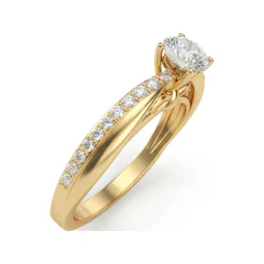 0.64 CTTW Bypass Accented Solitaire Ring with Pave Round Diamonds in 10K Yellow Gold thumbnail 2