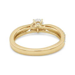 0.64 CTTW Bypass Accented Solitaire Ring with Pave Round Diamonds in 10K Yellow Gold thumbnail 3