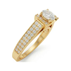 1.03 CTTW Accented Solitaire Ring with Bar-Set Multi-Row Pave in 10K Yellow Gold thumbnail 2