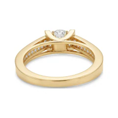 1.03 CTTW Accented Solitaire Ring with Bar-Set Multi-Row Pave in 10K Yellow Gold thumbnail 3