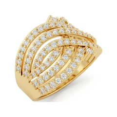 1.16 CTTW Multi-Row Infinity Wide Wedding Band with Pave Diamonds in 14K Yellow Gold thumbnail 2