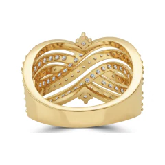 1.16 CTTW Multi-Row Infinity Wide Wedding Band with Pave Diamonds in 14K Yellow Gold thumbnail 3
