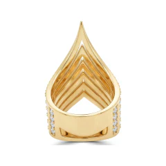 1.08 CTTW Pave Chevron Wide Band Ring | V-Shape Ring in 10K Yellow Gold thumbnail 3