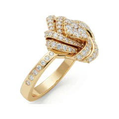 0.71 CTTW Domed Pave Diamond Cluster Cocktail Ring in 10K Yellow Gold thumbnail 2