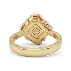 0.71 CTTW Domed Pave Diamond Cluster Cocktail Ring in 10K Yellow Gold thumbnail 3