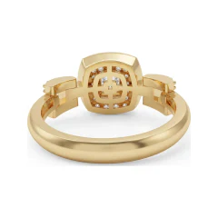 0.81 CTTW Princess-Cut Halo Engagement Ring with Pave Split Shank in 10K Yellow Gold thumbnail 3