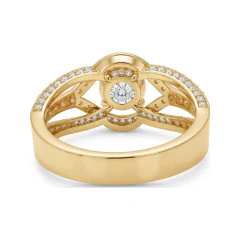 1.2 CTTW Round Halo Engagement Ring on Pave Split Shank in 10K Yellow Gold thumbnail 3