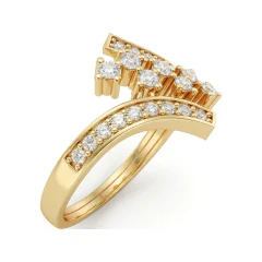 0.39 CTTW Chevron V-Shape Bypass Cluster Ring in 10K Yellow Gold thumbnail 2