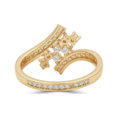 0.39 CTTW Chevron V-Shape Bypass Cluster Ring in 10K Yellow Gold thumbnail 3