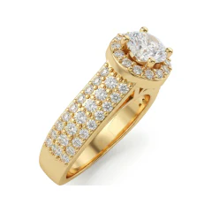 1.54 CTTW Double Halo Round Pave Engagement Ring in 10K Yellow Gold thumbnail 2
