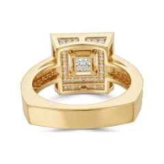 1.36 CTTW Princess Double Halo Engagement Ring | Split Shank in 10K Yellow Gold thumbnail 3