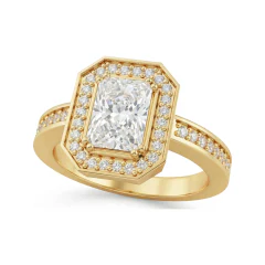 1.36 CTTW Vintage Emerald Cut Halo Engagement Ring in 10K Yellow Gold thumbnail 1